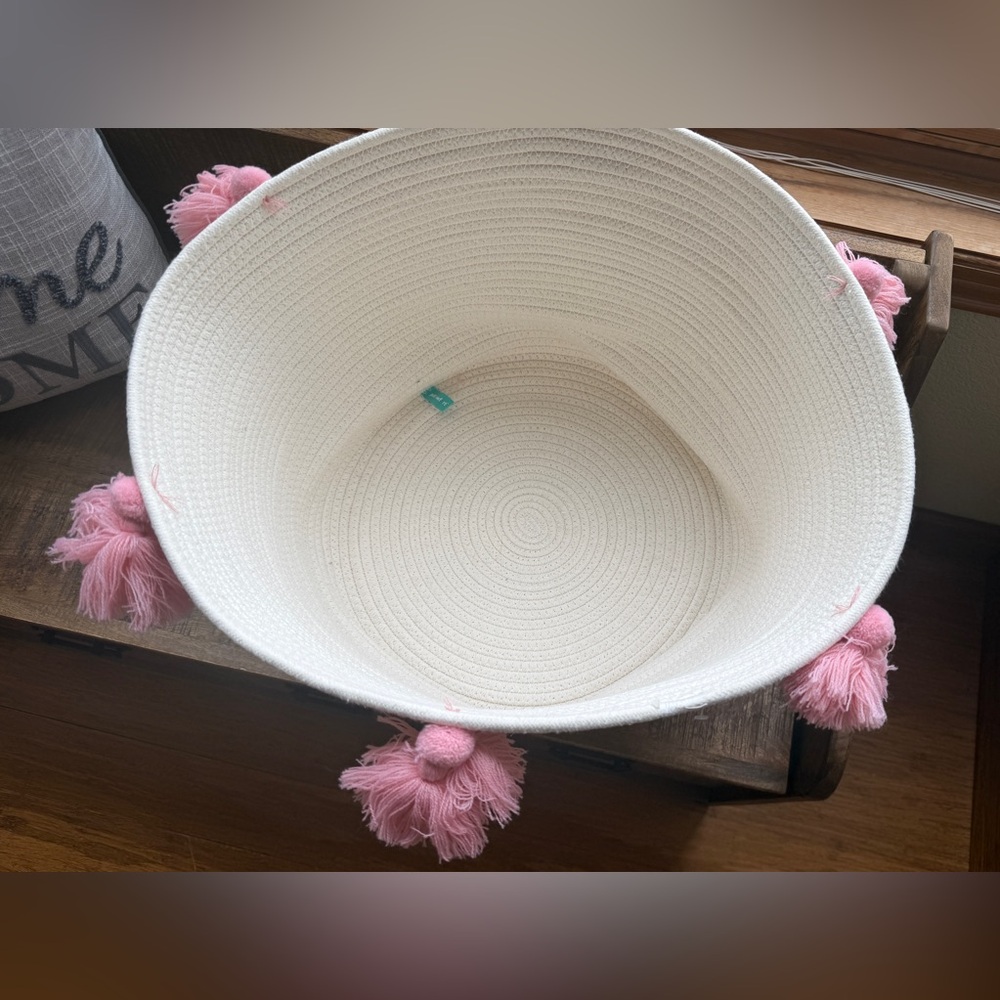 Large Coiled Rope Kids' Basket with Tassels Natural/Rose Pink - Pillowfort™ - Picture 5 of 6